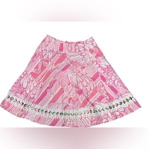 Lilly Pulitzer flamingos long skirt pink size 6